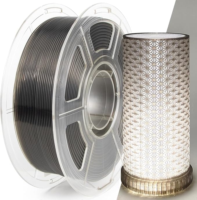 IEMAI Clear PLA Filament 1.75mm Smoke Gray 1kg, Glossy Transparent Finish 3D Printer Filament Up to 600mm/s High Speed Printing for Lampshades, Home Décor & Creative DIY