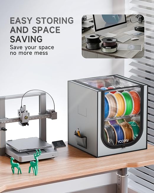 YOOPAI 3D Printer Filament Storage Box – 2 Tier Filament Storage Rack with Fabric Cover, Holds Up to 48 Rolls 1KG – 3D Filament Storage Organizer for Home, Workshop & Studio(20 Roll*2)