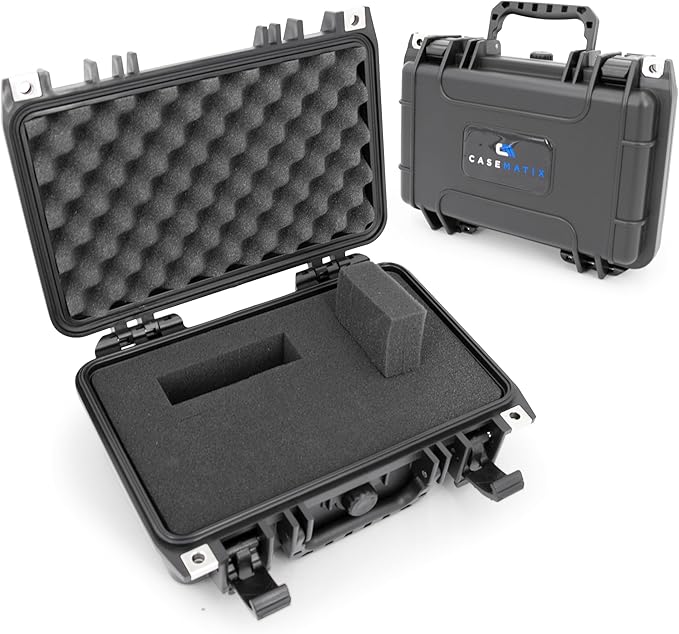 CASEMATIX 12" Waterproof Hard Case with Customizable Foam for Portable Electronics, Tools and Accessories - Hard Shell Plastic Case with Pre-Diced Travel Case Foam Interior