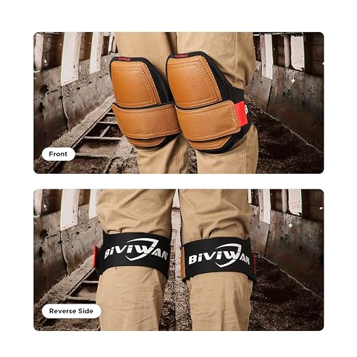 Leather Knee Pads, One Strap Non-slip Knee Pads, Machine Washable, Durable,Large Size