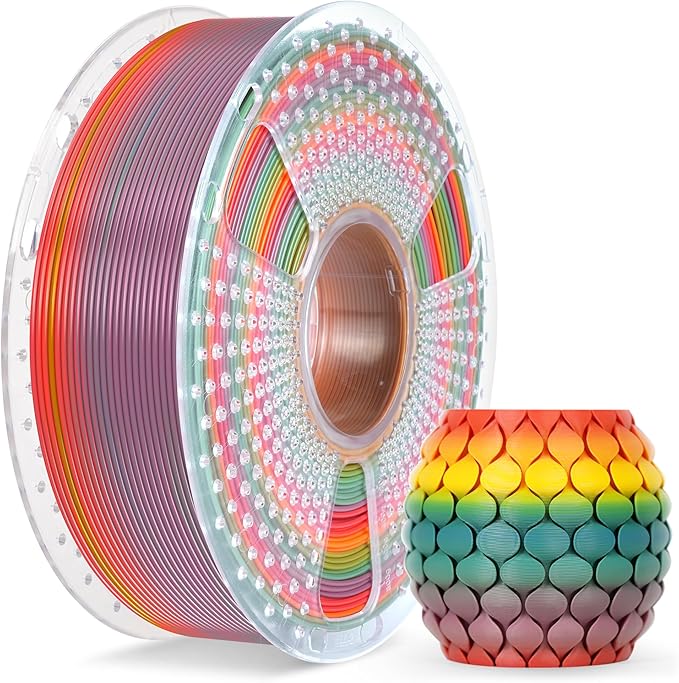 SUNLU 3D Printer Filament, Rainbow PLA Filament 1.75mm, Multicolor Gradient 3D Filament, Neatly Wound 3D Printing Filament, Dimensional Accuracy +/-0.02mm, 1KG Spool. (Rainbow PLA 01)