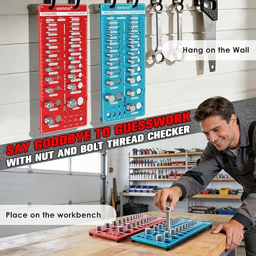 68 Nut and Bolt Thread Checker Standard and Metric,Bolt Size and Thread Gauge with 26 Standard & 26 Metric Bolt & 16 Drill Bit Gauge,Bolt Size Finder Bolt and Nut Identifier Gauge