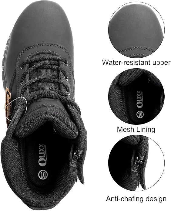5" Waterproof Steel Toe Work Boots for Men, Safety Shoes with Side Zipper, ASTM F2413-18 Certified, Puncture-Proof Kevlar Midsole, Oil & Slip Resistant Rubber Sole, Construction Safety Boots(OX2518)
