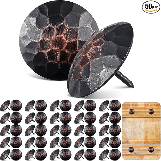 50 Pcs 1.5 Inch Large Iron Clavos Decorative Nails Iron Antique Clavos Fasteners Ornamental Rustic Accent for Wood Doors, Shutters, Faux Wood Beams, Gates and Furniture (Brown)