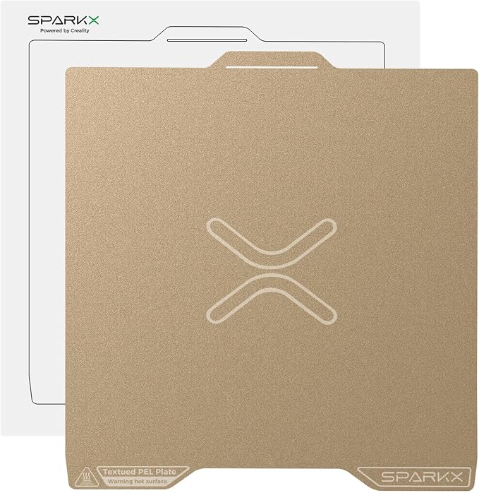 Creality SPARKX i7 PEI Build Plate, Official Dual-Sided Textured Golden PEI Platform for i7 Combo 3D Printer, 300x265mm Flexible Spring Steel Sheet, Scratch & Wear Resistant, Easy Release