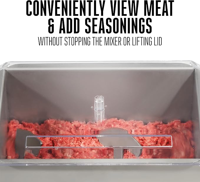 Weston 20 lbs Stainless Steel Meat Mixer for Adding Seasoning to Ground Beef, Burgers, Sausage, and Jerky, Silver (36-1901-W)