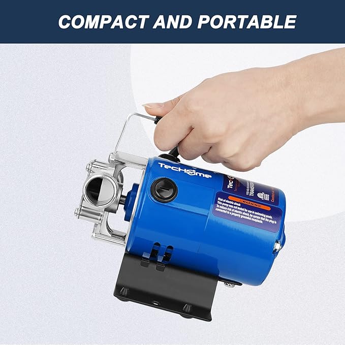 TecHome Water Pump, 115V 1/10HP 330GPH Water Transfer Utility Pump, With ON/OFF Switch And Suction Hose Kit.