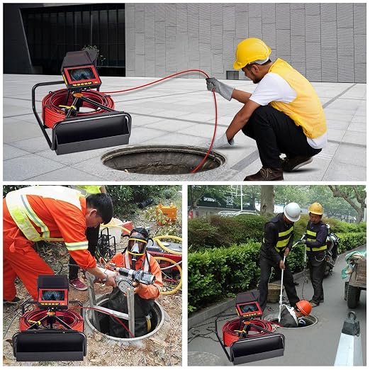 Sewer Drain Camera 100FT,JQKJCAM 23MM Plumbing Sewer Line Inspection Camera | 0.9'' Waterproof Snake camera with 12 Light,4.3'' 16GB DVR Screen,8500mAh Battery,Meter Counter,3.5'' Roller for Pipes