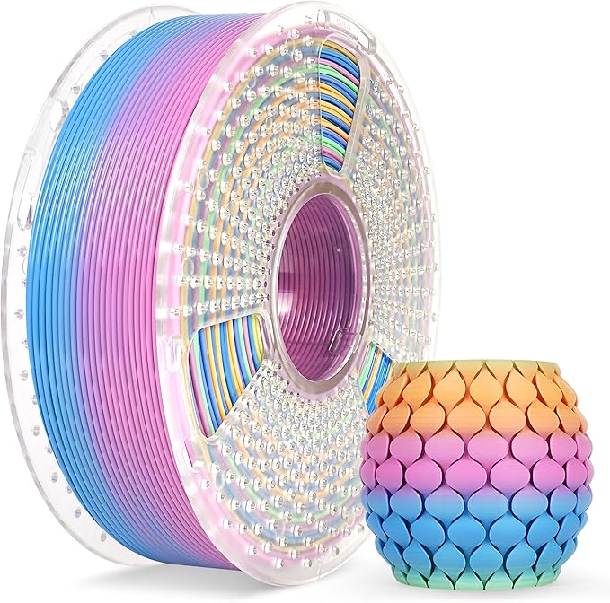 SUNLU 3D Printer Filament, Rainbow PLA Filament 1.75mm, Multicolor Gradient 3D Filament, Neatly Wound 3D Printing Filament, Dimensional Accuracy +/-0.02mm, 1KG Spool. (Rainbow PLA 04)