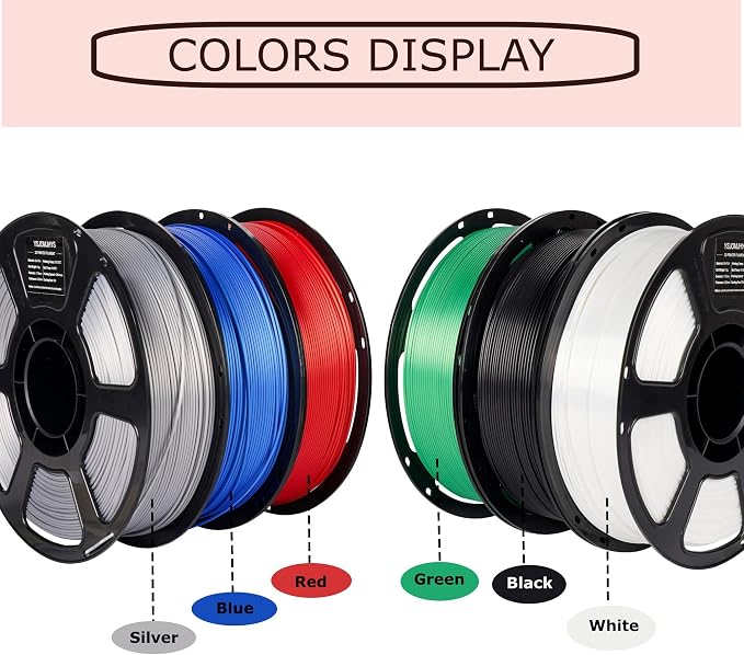6KG Silk PLA Filament Bundle 1.75mm, Silky Glossy 3D Printer Filament Pack, Dimensional Accuracy +/- 0.02mm, Neatly Wound, No Clogging, Shiny 3D Printing Filament Set, 1kg/roll, 6 Rolls