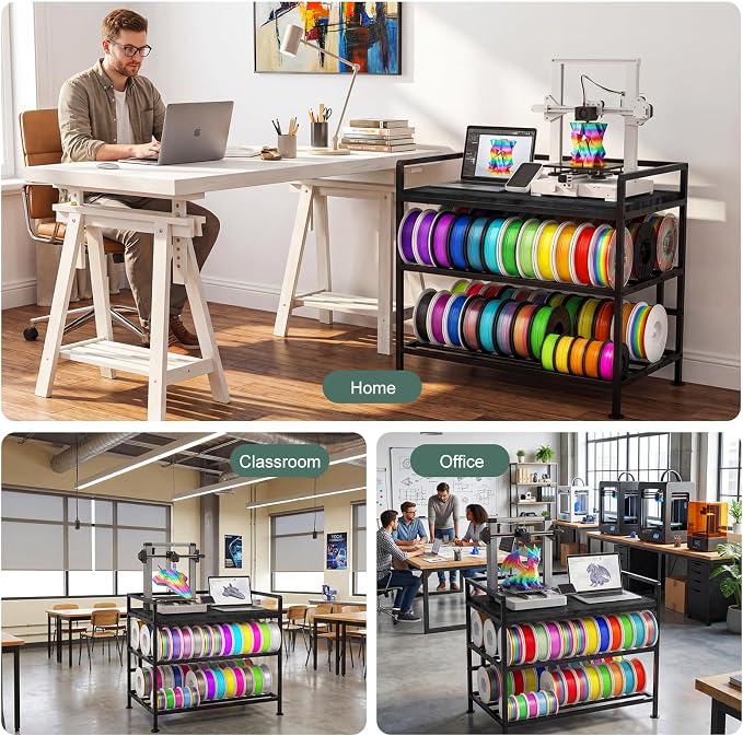 3D Printer Stand with Filament Storage 31.5"x21.6" Printer Table | Wobble-Free, 60 Filament Capacity, I-Beam Reinforced Structure, Anti-Vibration Feet, for Workshop Studio Office