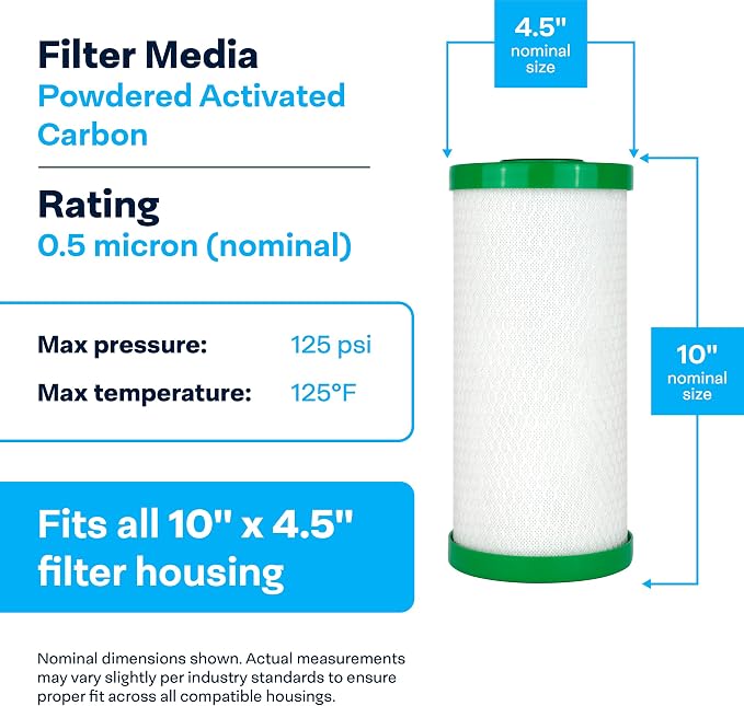 SpiroPure 10x4.5 0.5 Micron Carbon Block Water Filter CBC-BB SMCB-4510 (6)