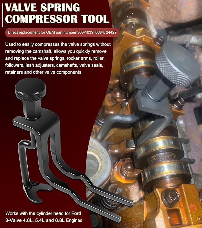 Timing Belt Tools Set for Ford 4.6L, 5.4L & 6.8L 3V Engines, Cam Phaser Holder & Mounting Bolt Tool, Timing Chain Locking Tool, Valve Spring Compressor Tool, Crankshaft Positioning & Pulley Bolt Tool