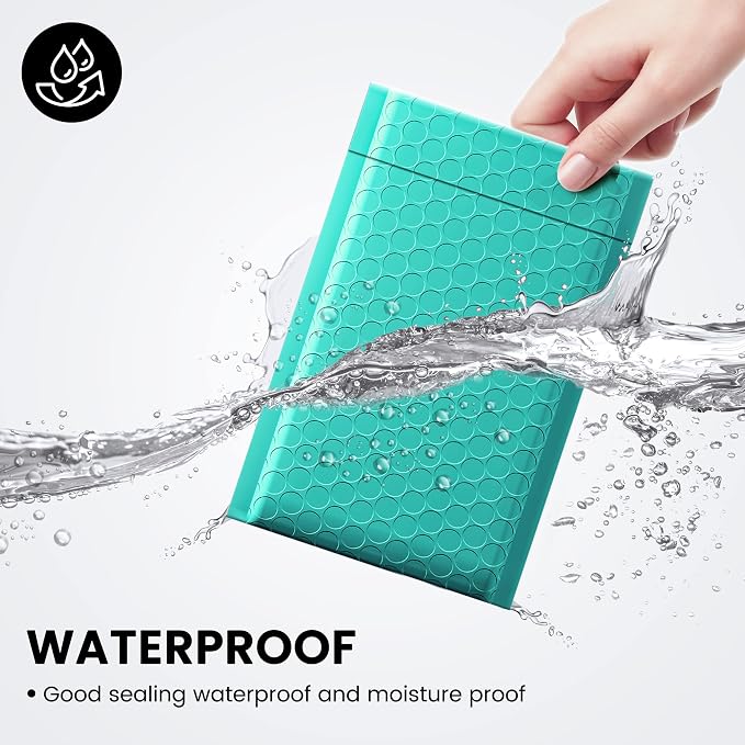 Fuxury Bubble Mailers 4x8 Inch Teal 200 Pack Padded Envelopes Usable Size 4x7" Thick Mailing Envelopes Bubble Opaque Padded Mailers Shipping Bags for Mailing Jewelry Makeup Small Business#000