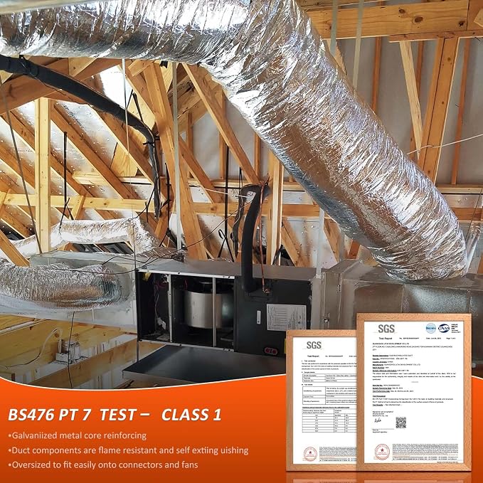 6 Inch 25 Feet Insulated Flexible Duct R8,HVAC Insulated Flex Ducting 6'' X 25,Silver Jacket-R8 Ductwork,Heating and Air Conditioning (HVAC) Systems
