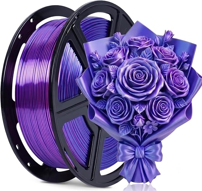Silk PLA 3D Printing Filament 1.75mm Filajoy3D 3D Printing Filament 1KG, Dimensional Accuracy ±0.03mm, Compatible with Most FDM 3D Printers, Blue-Purple