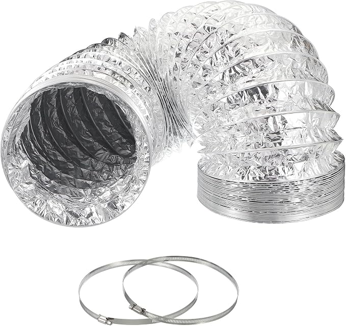 PATIKIL 10 Feet Dryer Vent Hose, 8 Inch Diameter Flexible Aluminum Ducting Flex Air Ducting Dryer Vent 2 Clamps Included for Heating Ventilation Air Conditioning, Silver