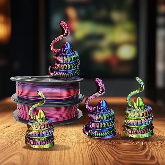 YOUSU 3D Printer Filament Tri Color Silk PLA Filament 1.75mm, 3D Printing Filament Bundle,Multicolor Filament Like Rainbow PLA, 250g X 4 Pack.