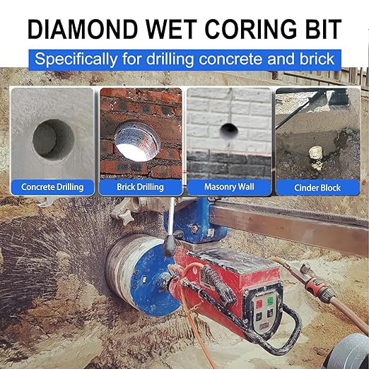 SALI Diamond Core Drill Bits 2" Diameter 10"/254mm Drilling Depth 5/8-11" Thread Core Bit Turbo Laser-Welded Segments for Cured Concrete with, Brick, Block, Masonry, with Two Adapters