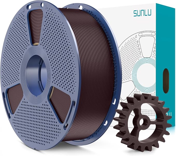 SUNLU PLA+2.0 3D Printer Filament, Upgrade PLA+ Filament 1.75mm, Tougher and Stronger, Neatly Wound Filament, Dimensional Accuracy +/-0.02mm, 1KG Spool(2.2lbs), Roasted Chestnut Black