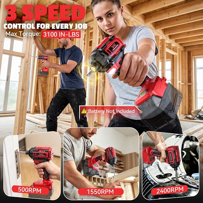 Cordless Brushless Drill Driver and Impact Driver Combo Kit Compatible with Milwaukee 18V Battery(Tool Only), DIYtoolifz Brushless Power Tool Combo Set, High Torque, Compact Lightweight, 9 Bits