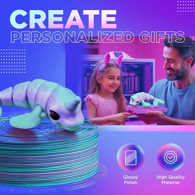 Cookiecad PLA Filament 1.75mm 1kg Rainbow Multicolor 3D Printer Filament - Mermaid PLA