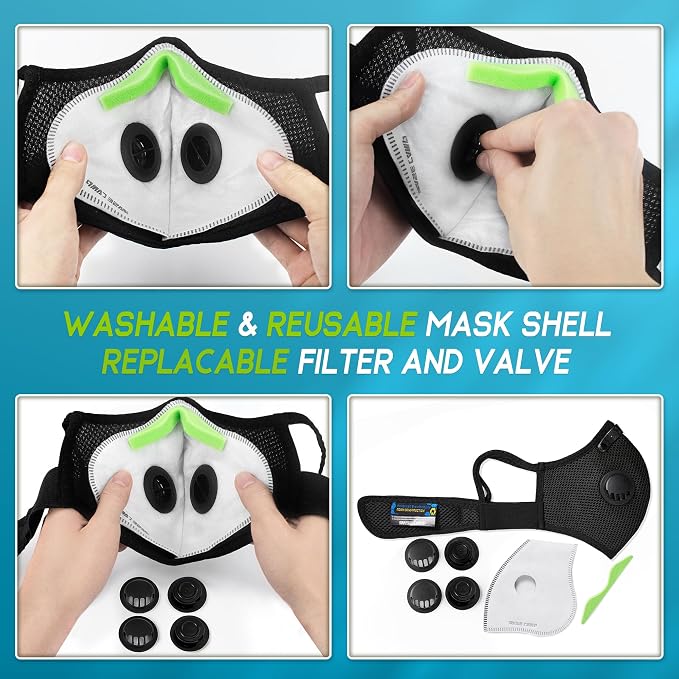BASE CAMP Prolonged Comfort M Plus Dust Mask, Reusable Respirator Mask with Filter for Woodworking Landscaping Dust Pollen