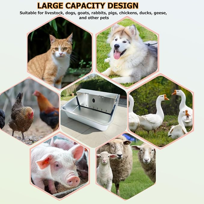 Automatic Dog Water Dispenser Outdoor Self Filling Water Bowl,Flip Cover & Wall-Mounted Design,Suitable for Cats,Dogs,Chickens Ducks Other Poultry,Suitable for Indoor & Outdoor Use