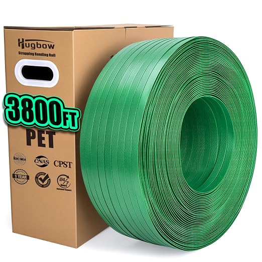 5/8"x3800' Heavy Duty PET Strapping Banding Roll, Packaging Strapping Banding Roll, 1500 lbs Break Strength, Polyester Banding Strapping Coil, Polyester Strapping Roll with SelfDispensing Box
