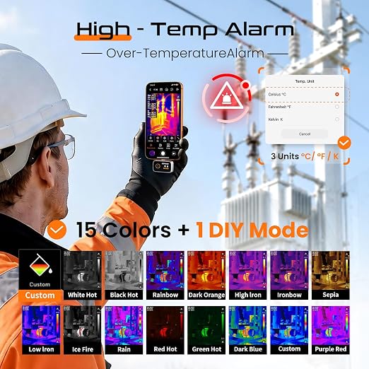 GW340 Thermal Camera for iPhone/Android/Tablet, 512x384 Super IR Resolution, Thermal Imager iOS 17/16/15 Series & iPads USB-C Port, 256x192 IR Resolution Home Inspection, HVAC, Automotive -4°F~752°F
