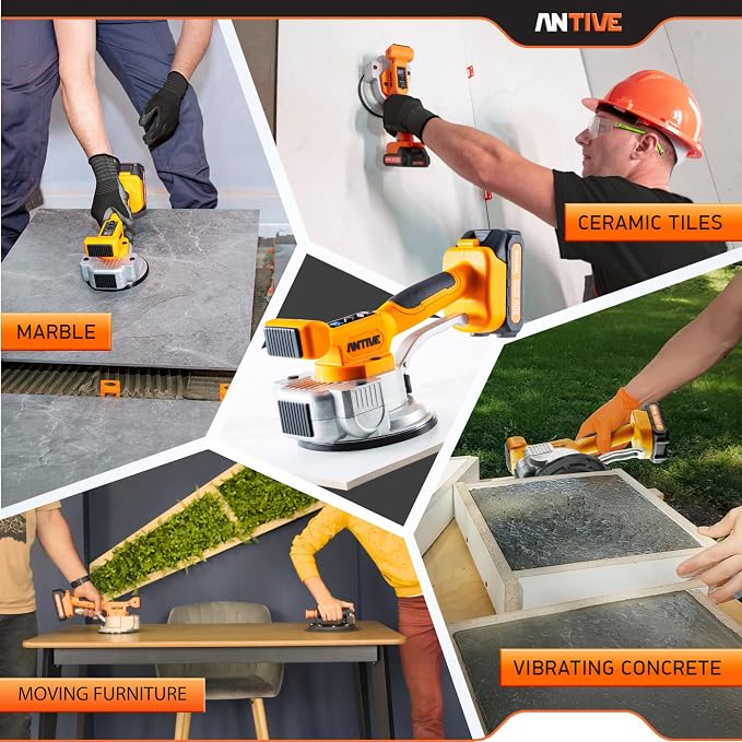 Tile Vibration Tool Kit with Dual 20V Batteries – Cordless Tile Vibration Machine for Precise Tile Leveling and Installation | Dual Battery