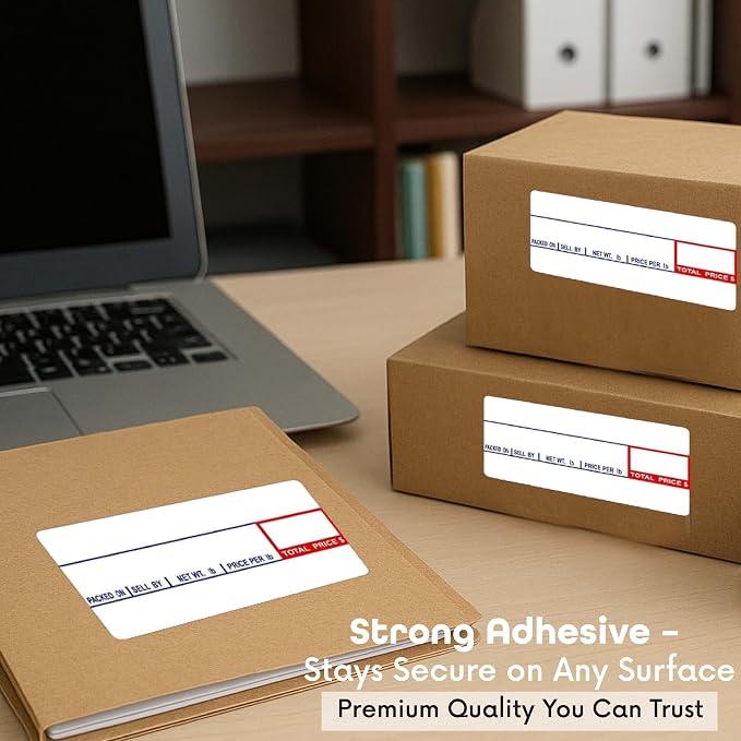 Aquos CAS CL-8000 Printing Scale Label Rolls | Direct Thermal Labels for CAS Scales | Label Roll with Strong Adhesive | Smudge-Free Thermal Paper | Made in USA