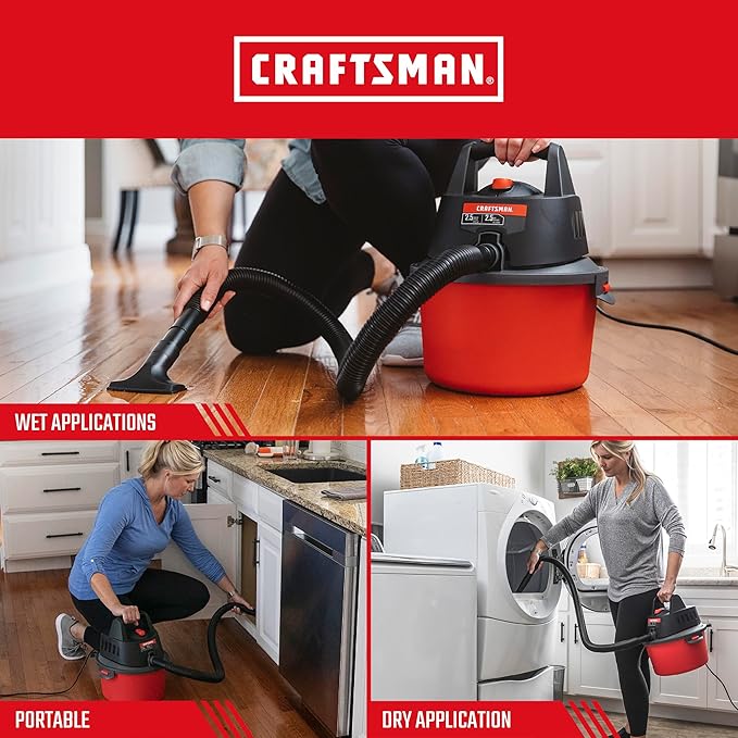 CRAFTSMAN CMXEVBE17250 2.5 Gallon 2.5 Peak HP Wet Dry Shop Vacuum