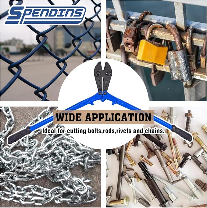 24 IN Bolt Cutter with Drop Forged Cr-Mo Alloy Steel Blades,with Ergonomic Handle,Heavy Duty Metal Cutter for Rebars, Chains, Locks, Wires, Bolts, Fence.