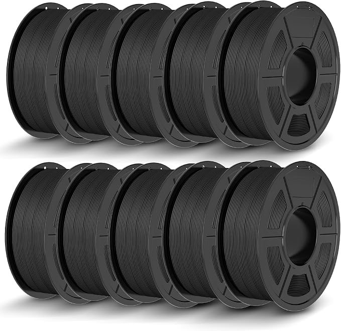 TECBEARS Matte PLA 3D Printer Filament 1kg*10, PLA Filament 1.75mm, High Toughness Matte Filament, 10* Black