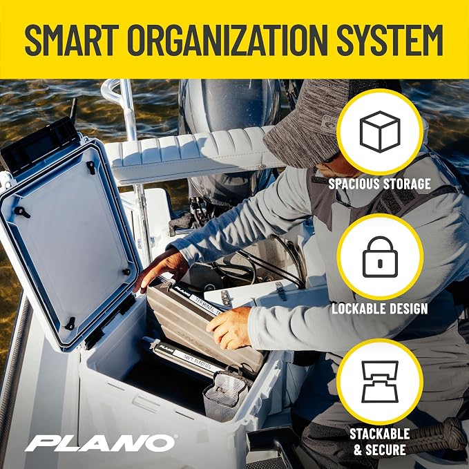 Plano GoNow Box, Waterproof Gear Storage, Heavy-Duty Outdoor Utility Container with Tray and Dividers for Tools and Accessories, Small, White