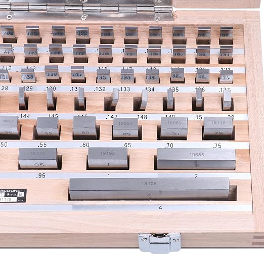 Accusize Industrial Tools Precision 81-Piece Steel Gauge Block Set, Grade B Accuracy, Corrosion-Resistant, P900-S581 | ASME B89.1.9-2002, Hardened to HRC 64, Corrosion-Resistant, with Certificate of Inspection
