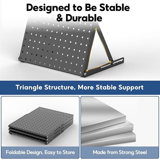 4 Pack Pegboard Display Stand, Sturdy Anti-tip Design,Small Peg Board Tabletop with 48 Hooks, Adjustable Metal Peg Board for Vendor Display, Craft Show, Jewelry Display 16''X12'' – Black