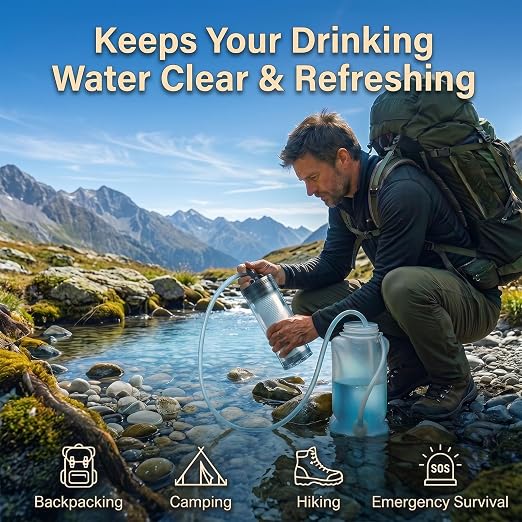 2-Pack Replacement Water Filter Cartridges Compatible with Katadyn Hiker/Hiker Pro Series, 400 Gallons Total Capacity for Taste Improvement, Outdoor Camping Backpacking