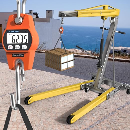 Hanging Scale Handheld 880lb/400kg Crane Scale Luggage Scale,with ABS Plastic case & Big LCD Display, Portable Digital Mini Crane Scale Fishing Scale,for Gym,Hunting,Travelling