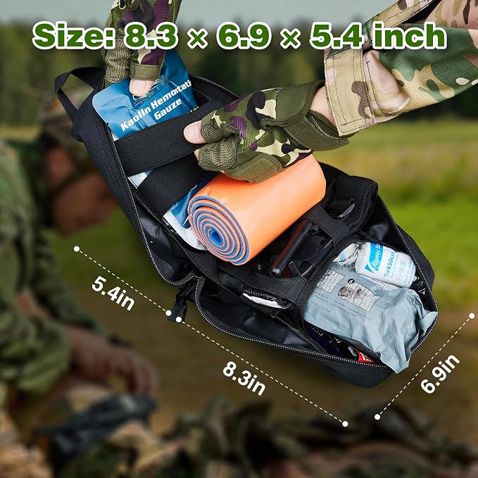 Premium IFAK Trauma Kits, First Aid Kits with Tourniquet, 36" Splint, Israeli-Bandage,Survival Emergency Prepare Equipment Bag for Home, Outdoor, Heavy-Duty Workspace, School, Car