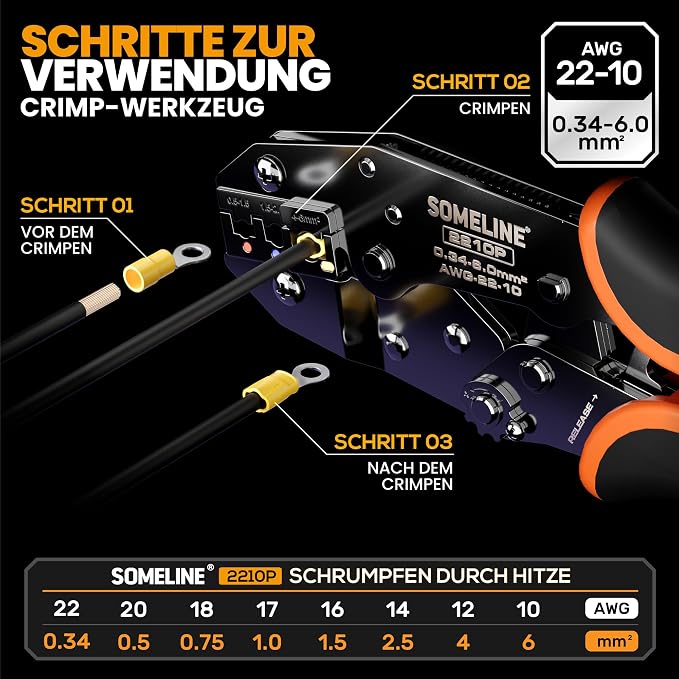 SOMELINE Crimping Tool for Insulated Electrical Wire Connectors Kit, with 51 Sizes Wire Terminals and 22-10 AWG Ratchet Crimping Pliers and Stripping Pliers – for Automotive & Electrical Repairs