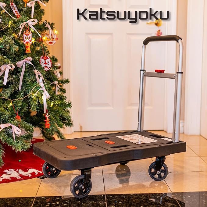 Folding Hand Truck Portable Trolly,Platform Transport Hand cart with 330lbs Capacity Practical handling Tools for Household Industrial Black
