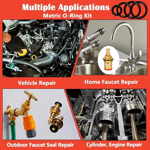XBVV 419 PCS Universal Metric O-Ring Kit，32 Sizes Buna-N 70A Rubber O Ring Assortment Set for Various Car Auto Faucet Plumbing Pressure Washer Air or Gas Sealing Repair Resist Oil and Heat