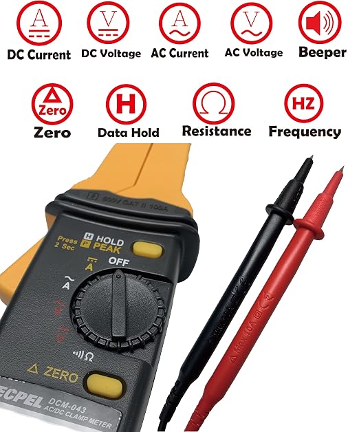 TECPEL DCM-043 Digital AC/DC clamp meter, clamp transmitter, high resolution of 1mA