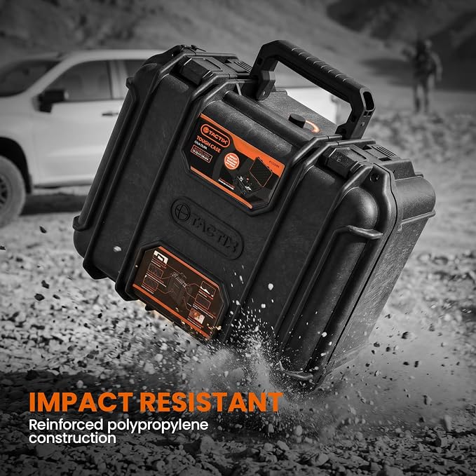 Tactix Hard Case M Waterproof Camera Protective Case IP65 Heavy-Duty with Custom Foam Insert, Fit Use of Drones, Camera, Equipments, Tools, 13.58" x11.61”x6.06” Black