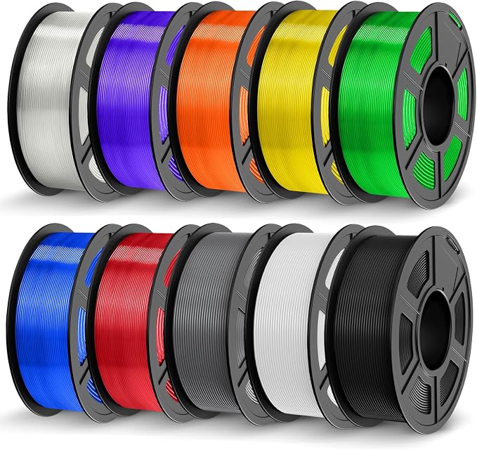 JAYO PETG Filament 1.75mm Bundle 11KG, Strong Toughness PETG 3D Printer Filament, Fits for Most FDM 3D Printers (Black, White, Gray, Transparent, Clear(Blue+Red+Purple+Yellow+Orange+Green))