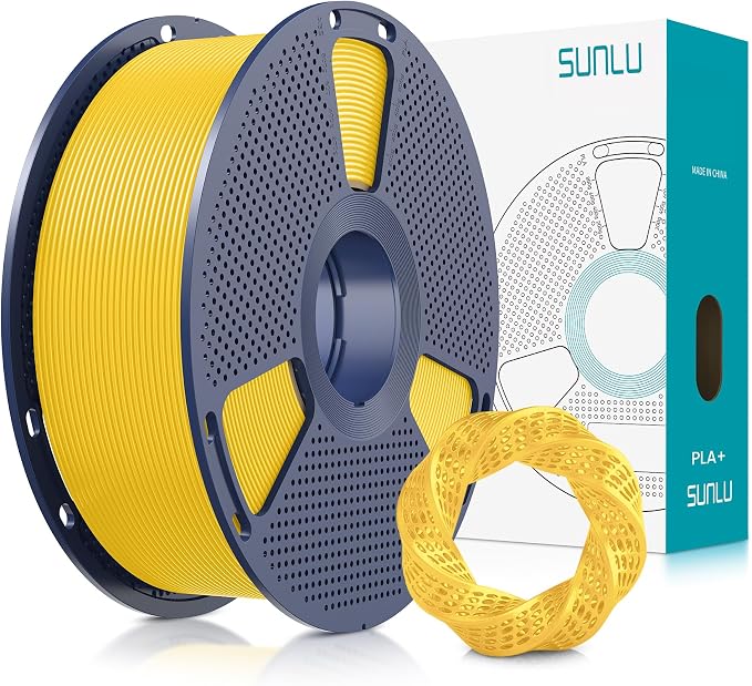 SUNLU PLA Plus Filament 1.75mm 1KG, Neatly Wound 3D Printer Filament 1.75mm, PLA+ 1000g, Dimensional Accuracy +/- 0.02 mm, Fit Most FDM 3D Printers, 1kg Spool (2.2lbs), Vivid Yellow