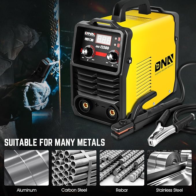 DNA Motoring 125A ARC Stick Welder, 110V Portable ARC MMA Welding Machine, IGBT Inverter with Digital Display, 60% Duty Cycle, Yellow, TOOLS-00382
