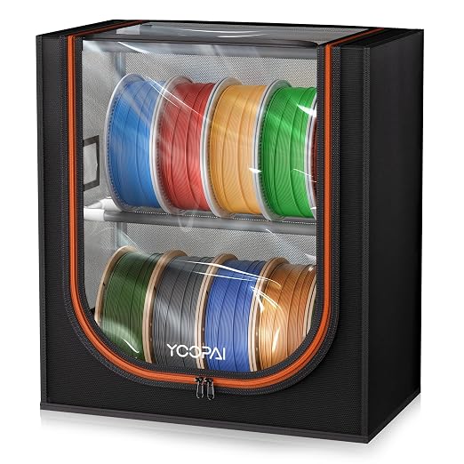 YOOPAI 3D Printer Filament Storage Box – 2 Tier Filament Storage Rack with Fabric Cover, Holds Up to 12 Rolls 1KG – 3D Filament Storage Organizer for Home, Workshop & Studio